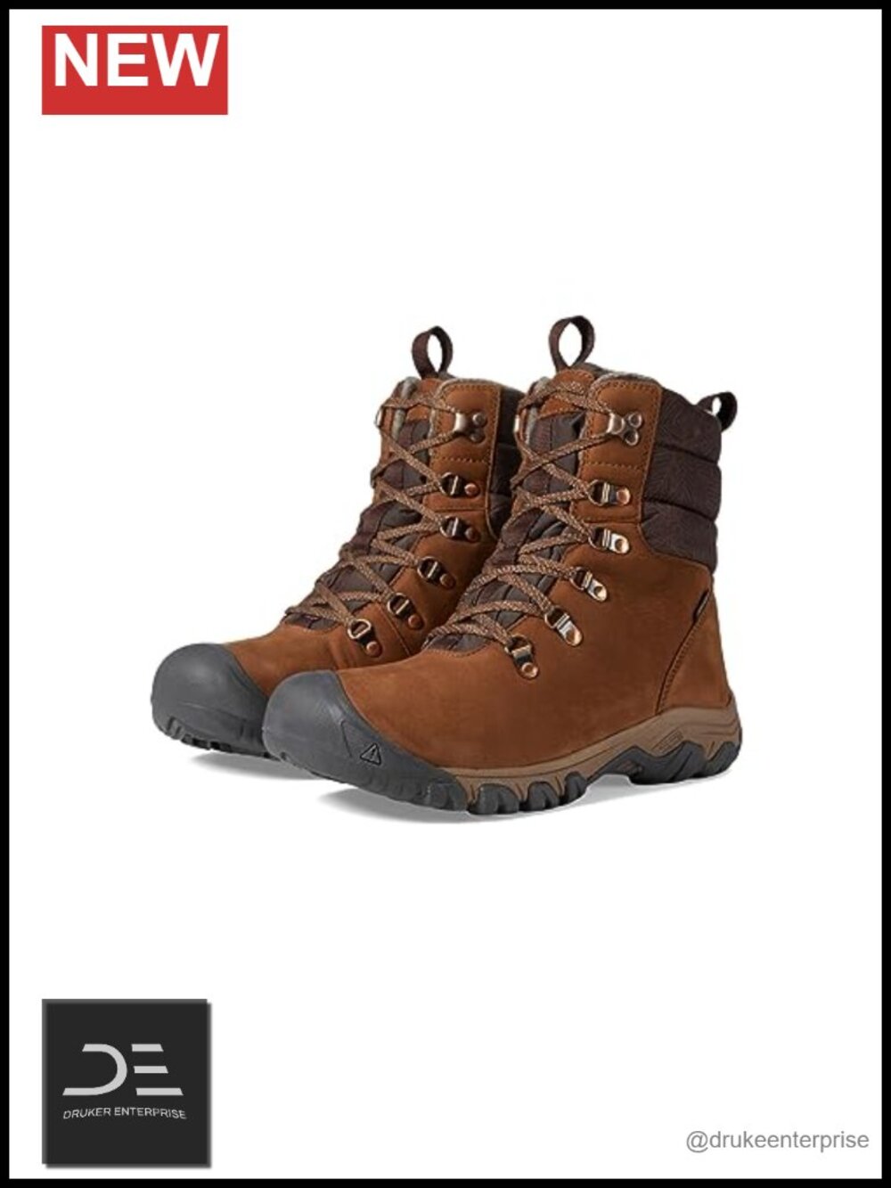 Waterproof Insulated Leather Ankle Snow Boots with Ice Grip